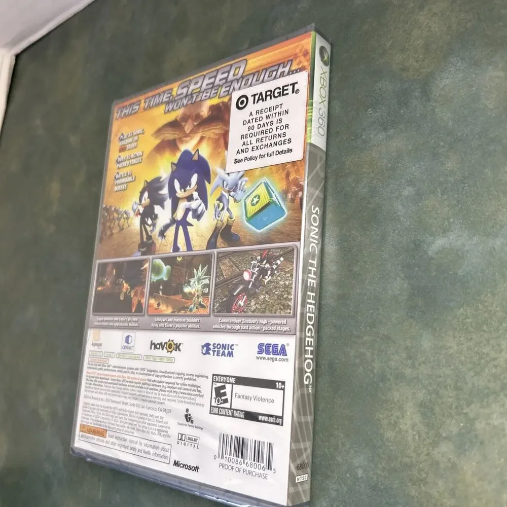 Sonic the Hedgehog Xbox 360 Platinum Family Hits New Sealed READ Target Sticker